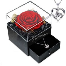 Preserved Rose with Necklace , Gift for Women - Valentines Day Gift Idea