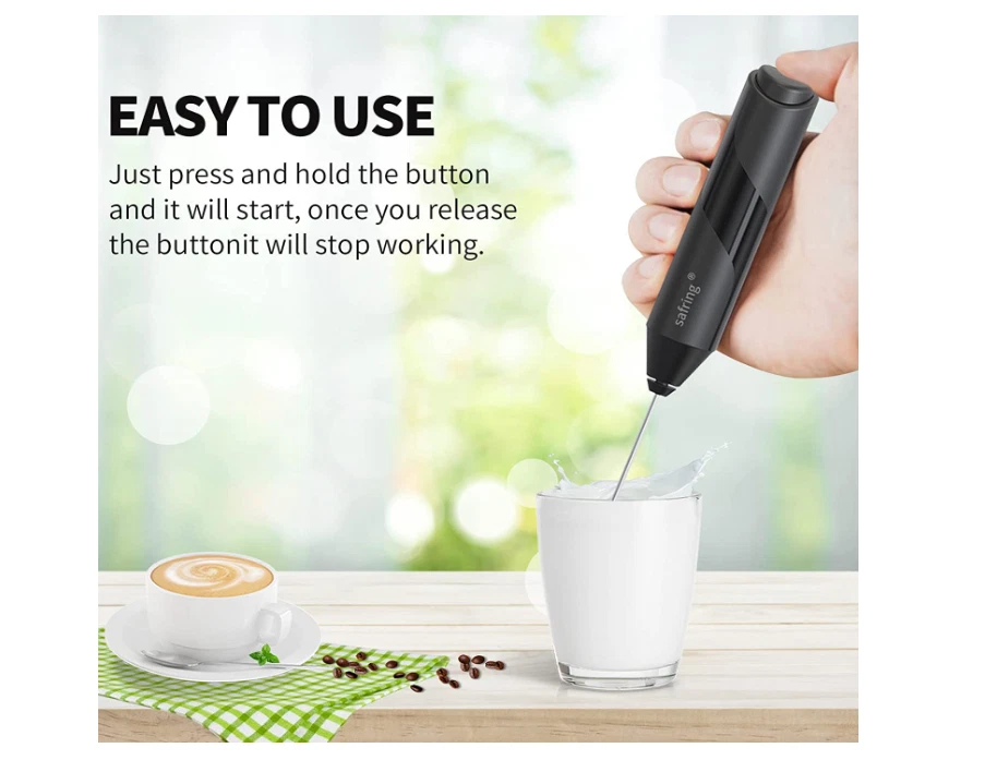 Milk Frother for Coffee - Handheld Stainless Steel Electric Whisk, Battery Power