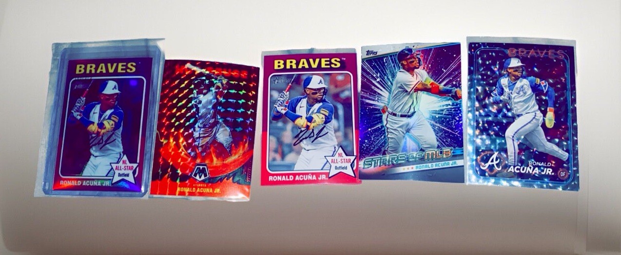 2024 Topps Heritage RONALD ACUNA JR. Chrome Refractor#’d /575 ATL + 4 more cards
