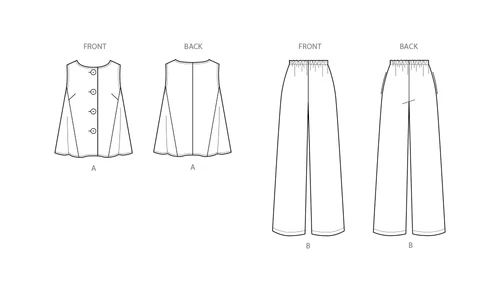 NEW LOOK SEWING PATTERN 6781 MISSES 10-22 EASY LOOSE TOP, WIDE LEG PULL-ON PANTS - Picture 8 of 9