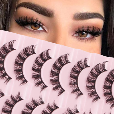 10 Paar Cat Eye Falsche Wimpern Künstliche Natürliche Look Russian Strip Lashes 