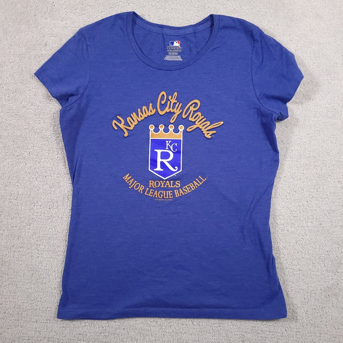Kansas City Royals T-Shirt Women's XL Blue Fitted Cap Sleeve