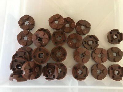 LEGO- BRAND NEW #4032-REDDISH BROWN-ROUND PLATE 2 X 2 W/ AXLE HOLE-25 PIECES