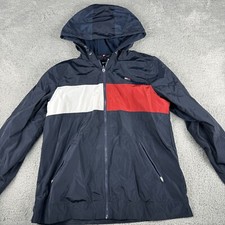 Tommy Hilfiger Sport Hooded Women Large Navy Blue Polyester Long Sleeve Full Zip