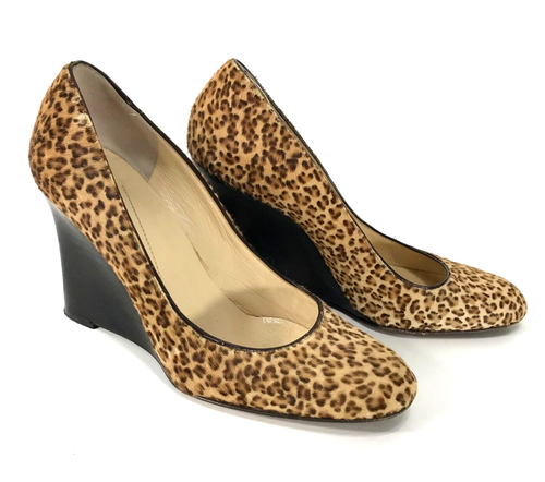 Kate Spade Shoes Womens 6.5 Animal Print Wedge Pumps Leopard Calf Hair Round Toe - 第 1/10 張圖片