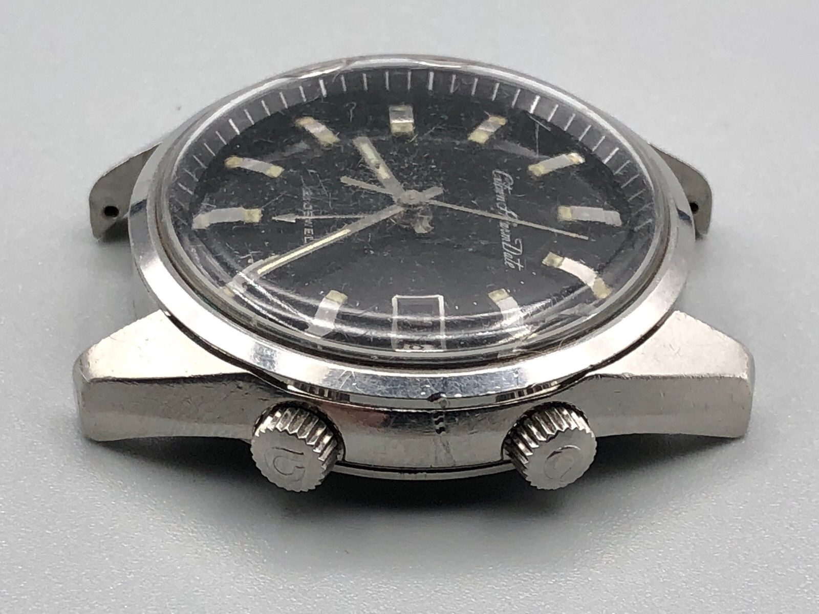 VINTAGE 60's CITIZEN PARAWATER ALARM DATE ALDS 2802-Y BLACK DIAL PROJECT AS IS