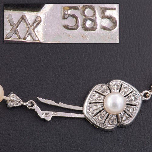 51 cm / 9,8-5,8 mm ø - Akoya Perlenkette Gold 585/14K Verschluss Wilh. Müller xx - Bild 4 von 8