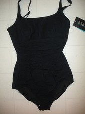 Profile by Gottex Black Origami 1 PC Round Neck Swimsuit Sz 10 NWT