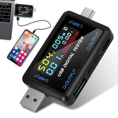 USB-C und USB Tester 2 in 1, DC 4,5 32 V,  6,5 A, Strom Spannung Volt Messgerät