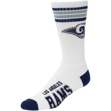 NEW Los Angeles Rams Reverse Stripe Deuce Crew Socks NFL 2 Sizes Available 
