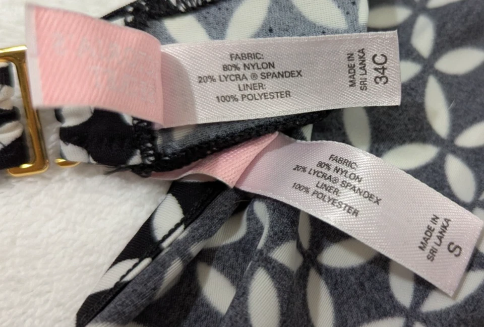 Y2K Victoria's Secret купальник бикини комплект 34C верхний S низ черный белый 2096 - Изображение 4 из 4