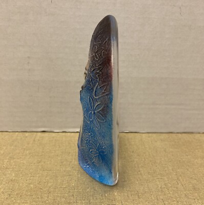 Mats Jonasson Fleur Blue Art Glass Face Sculpture Signed 