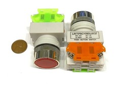2 Pieces Red momentary push button switch 22mm normally open closed n/o n/c A14