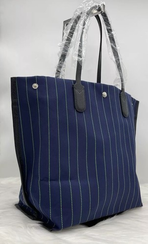 AUTH NWOT NEW $455 Longchamp Essential University Stripe Large Cotton Tote-Navy - Picture 5 of 16