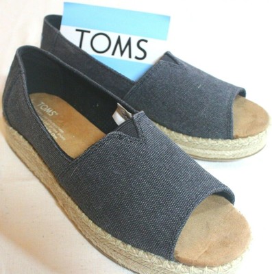 toms black washed canvas women's espadrilles