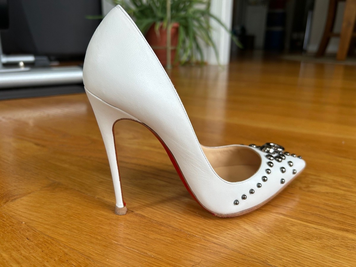 CHRISTIAN LOUBOUTIN Door Knock 120 White Leather So Kate Pumps IT