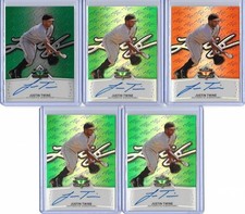 2014 Leaf Valiant Draft Justin Twine Base Green Prismatic Auto RC Marlins