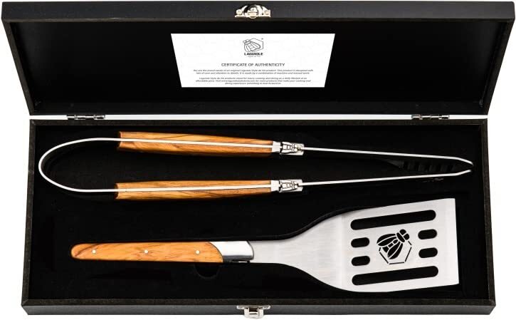 Set Accessori Barbecue Laguiole 2 pezzi: Spatola e Pinza in Acciaio