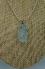 Ice Aqua Sea Glass Pendant: Rectangle Box Shape P 52 