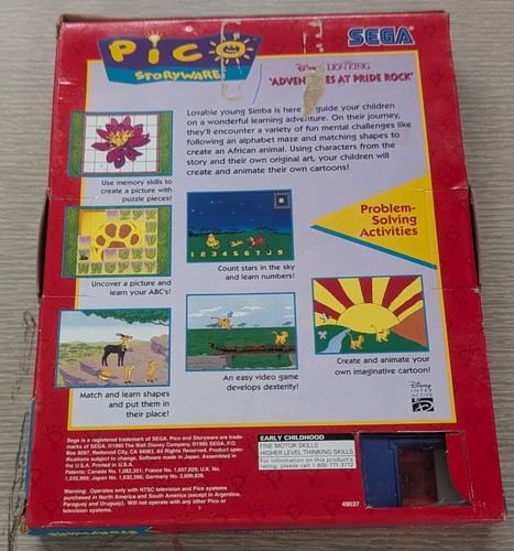 1994 Sega Pico Disney's The Lion King Adventures At Pride Rock Sealed *READ* - Picture 2 of 7