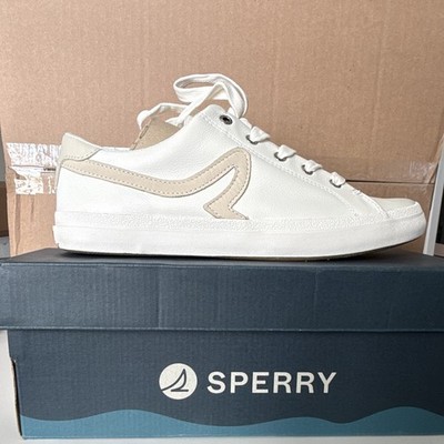Sperry Sandy LTT Leather Women's Low Top Lace-Up Sneakers White/Beige STS89203