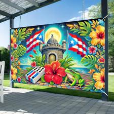 Puerto Rico Flag Banner 71X43 in Caribbean Festival Decor