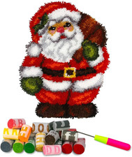 Latch Hook Kits Rug Santa Claus Crochet Yarn Cushion Colour Pre-Printed Canvas C