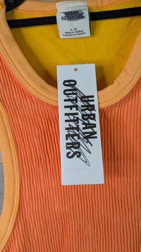Urban Outfitters Maddie Tank Top Size Large Super Cropped Racerback Orange Vest - Picture 6 of 12