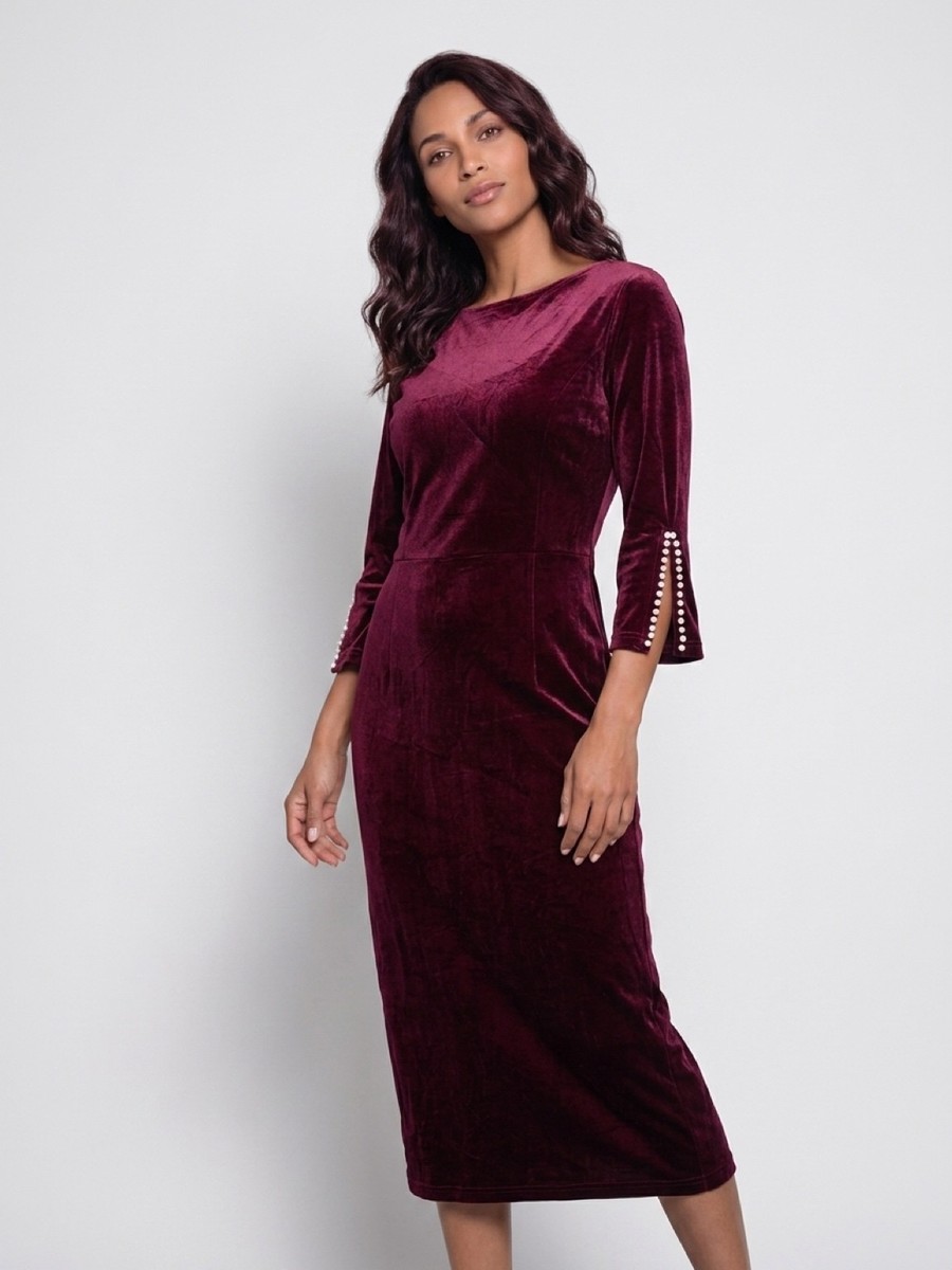 bodycon velvet midi dress 003 XL Red with Pearls 55 My favorite Blue flash1999 Size:40x32 size features are