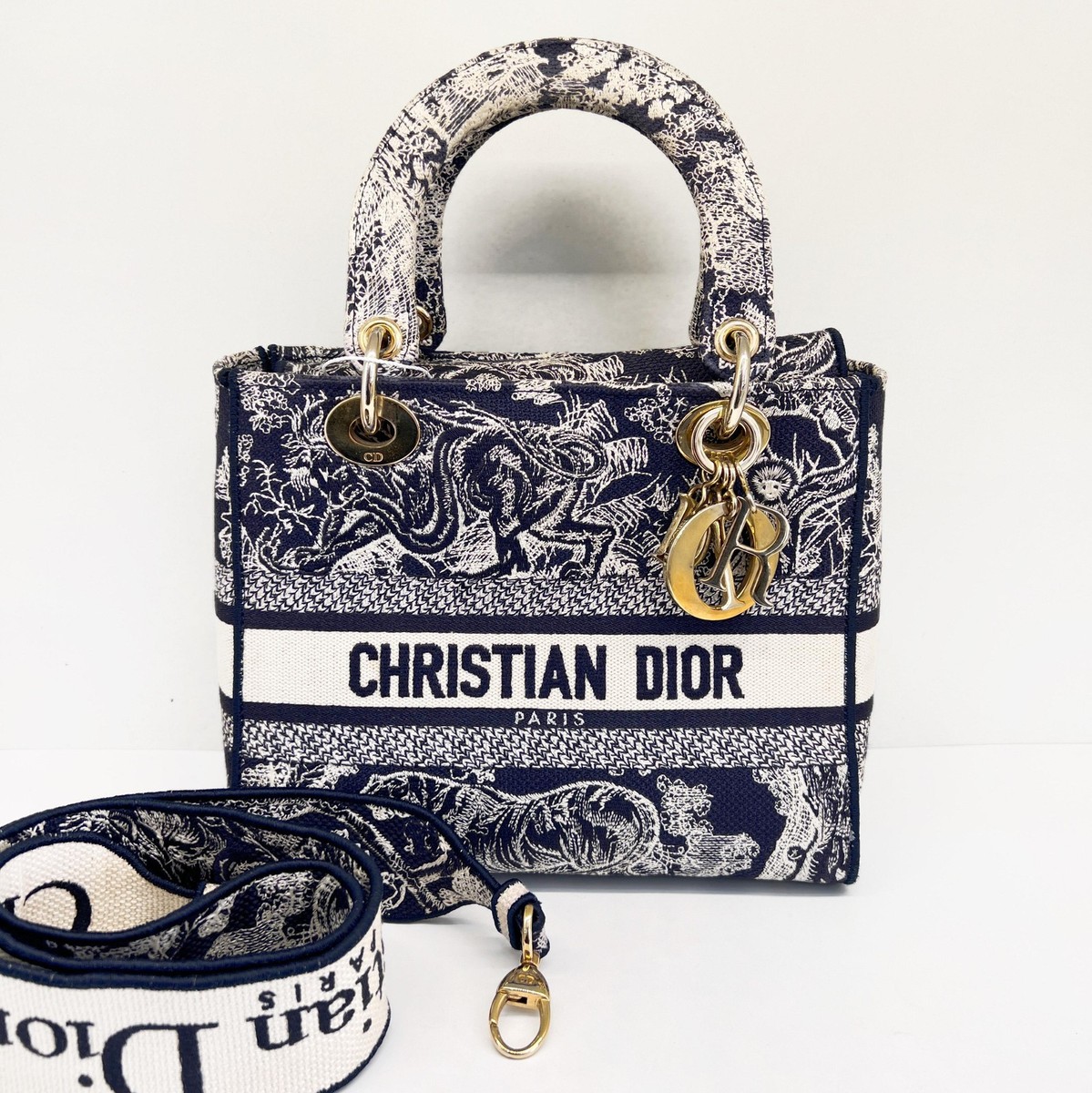 Dior Lady D-Lite Zoo Tiger Pattern Embroidered Tote Bag - Very