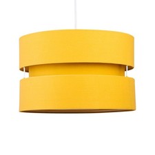 Easy Fit Pendant Light Shade Ochre Mustard Yellow Fabric Ceiling Light Shade
