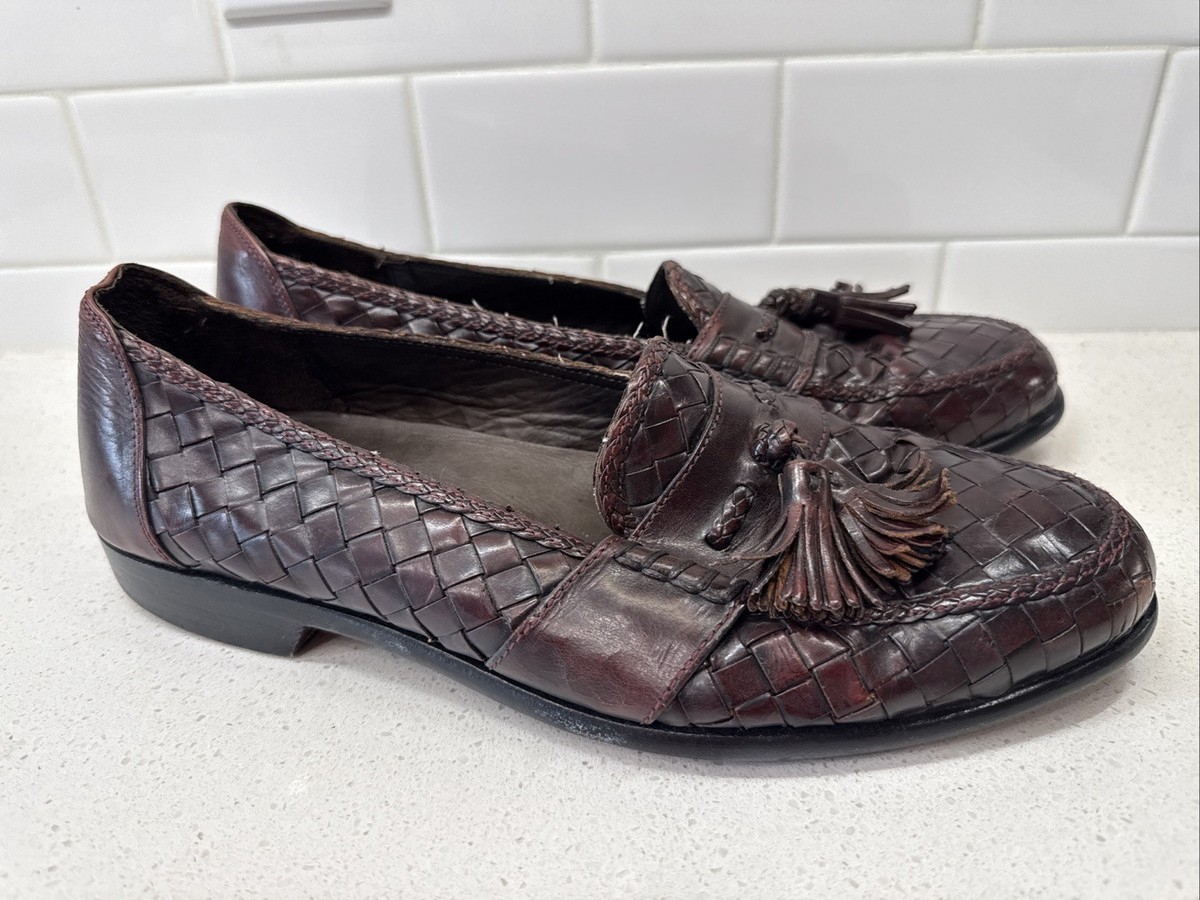 Cole Haan Bragano Brown Woven Leather Loafers W/Tassels Men\'s Size 11 Cole Haan Bragano - Etsy main image 2
