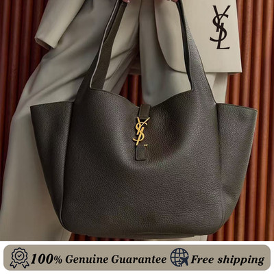 Saint Laurent Le 5 A 7 Bea Large Leather Olive Green Supple Tote Bag