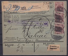 79144) BARMEN-RITTERSHAUSEN 1898 Paketkarte Wechselverkehr Slawonien Pakrac