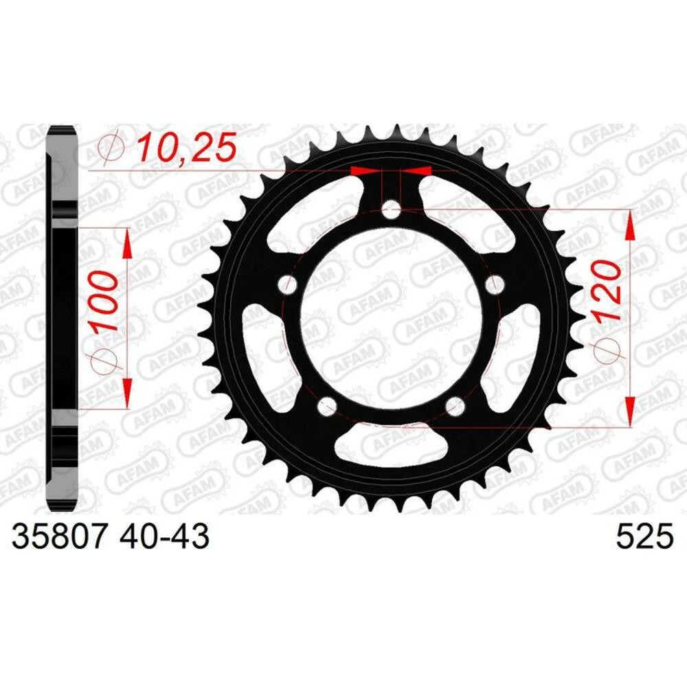 AFAM Standard Steel Sprocket 35807-Pitch 525 For Motorcycle Parts Accessories