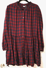 GAP long sleeve buttons up plaid thin flannel dress size XL