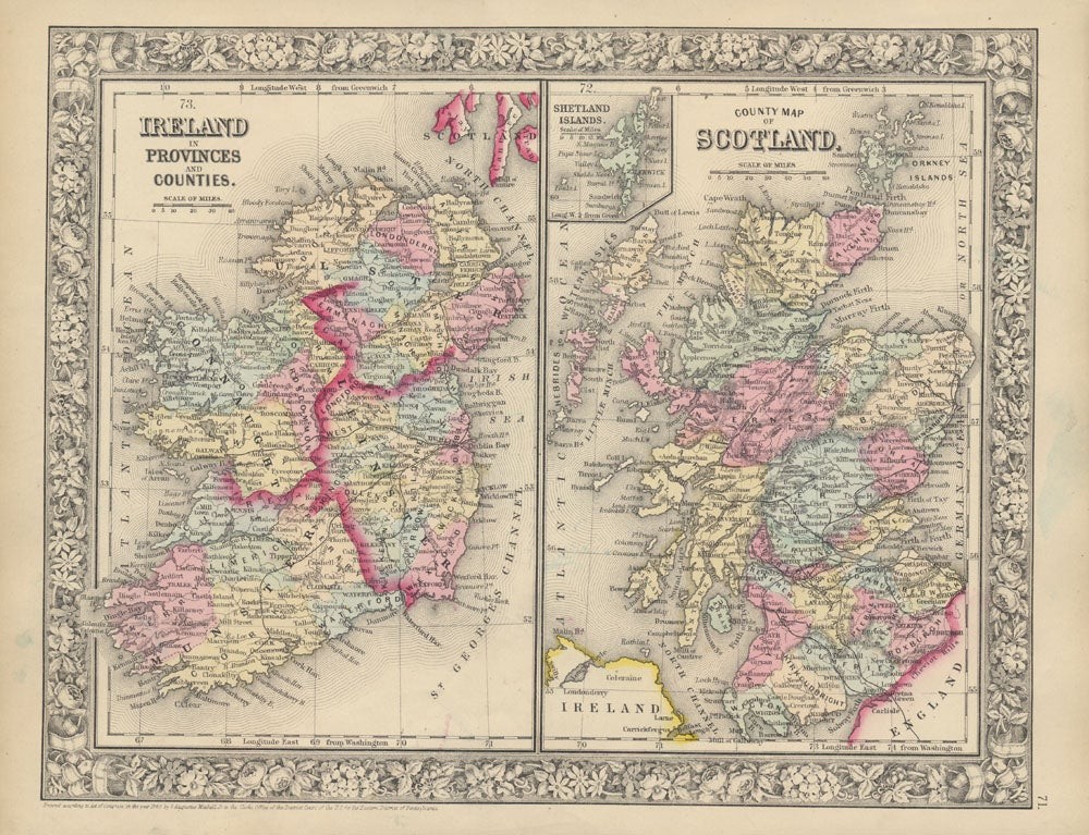 IRELAND -- SCOTLAND -- Map / Ireland in Provinces and Counties / County ...