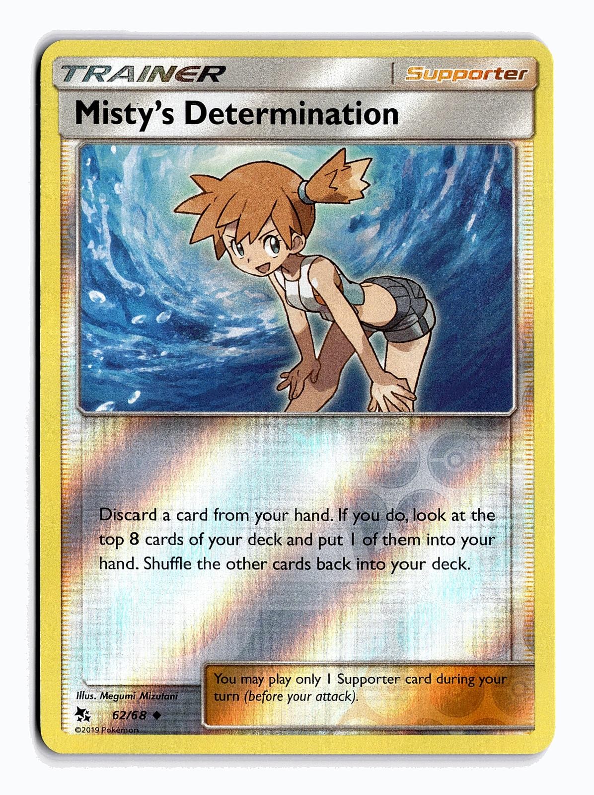 POKEMON MISTY'S DETERMINATION 62/68 UC HIDDEN FATES REVERSE HOLO NEAR MINT