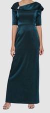 Alex Evenings Women's Blue Fold-Over Column Gown Dress Size 6