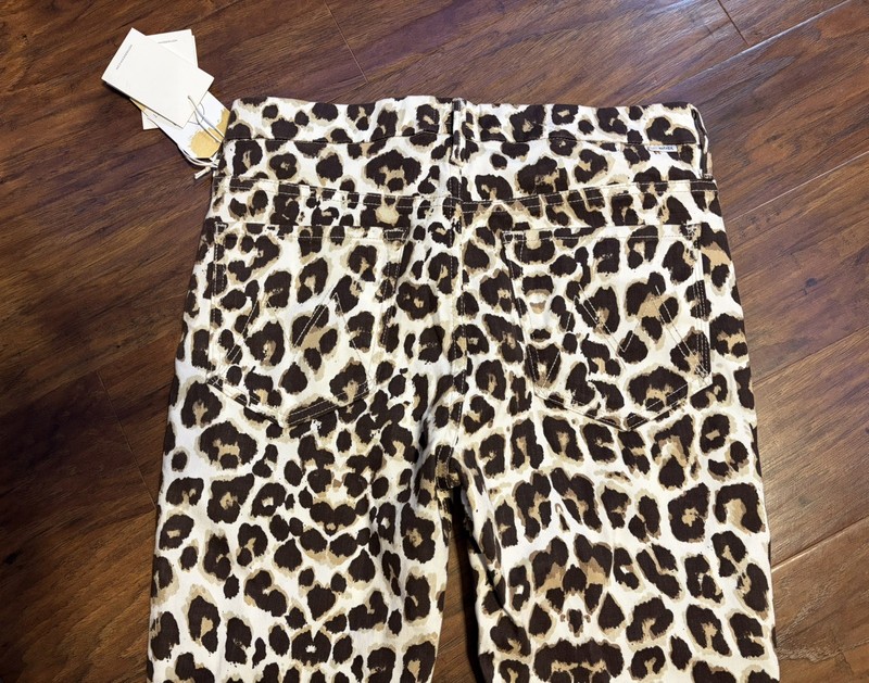 Mother White & Brown Leopard Print Waisted Looker Denim Jeans, Size 30, NWT!