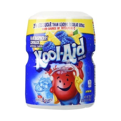 3x Kool-Aid Canister Blue Raspberry Lemonade 19oz Drink Mixes New Fresh Stock