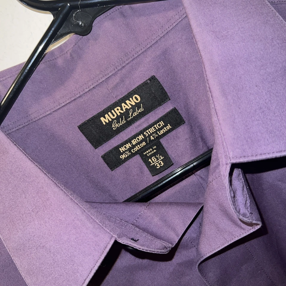 Murano Shirt Men's 16.5 / 35 Gold Label Long Sleeve Dress Shirt Light Purple - Image 4 of 4