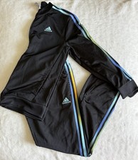 Adidas Originals Track Suit Youth Black with Multi Colored Stripes Size L 14 16