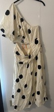 Future Collective Polka Dot One Shoulder Cut-Out Midi Dress Size 17