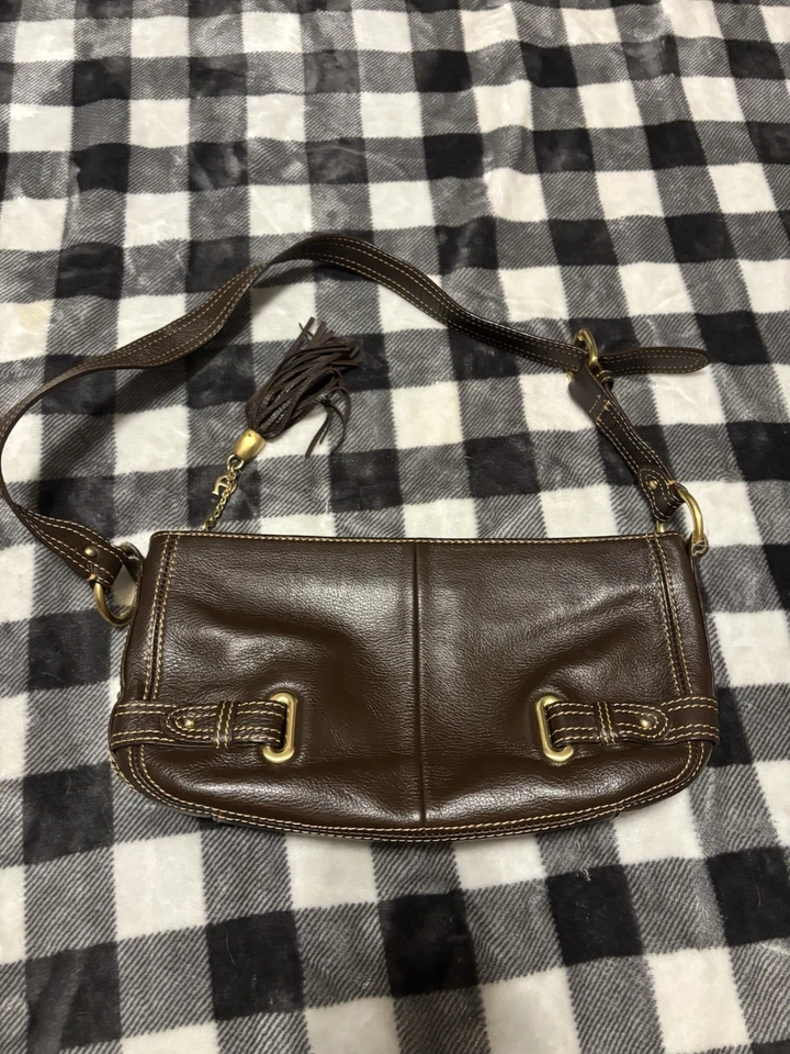 Винтажная вместительная коричневая кожаная наплечная сумка Etienne Aigner, отличное состояние товара - Изображение 3 из 4