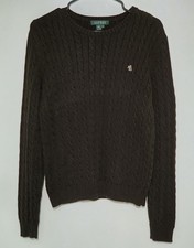 Ralph Lauren Polo Women's Brown Cable Knit Sweater, Size Large