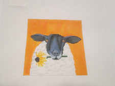SHEEP W/ DAISY-SCOTT CHURCH-HANDPAINTED NEEDLEPOINT CANVAS