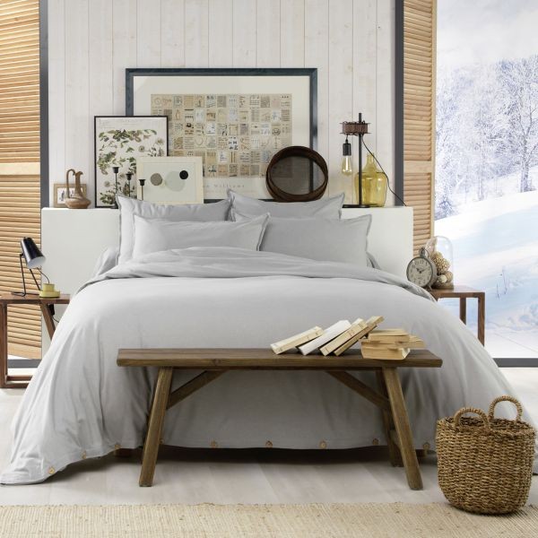 Housse de couette 220x240 flanelle de coton brume en tissage de qualité supérieure