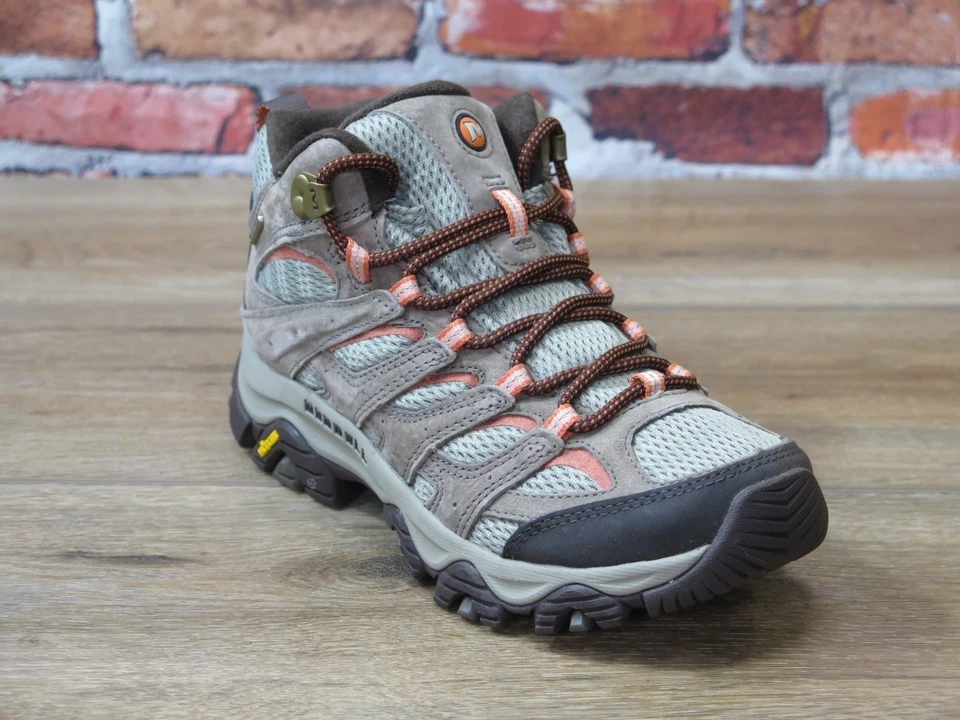 Bota de caminhada feminina Merrell Moab 3 média cabo elástico couro impermeável *J035848 - Imagem 2 de 4