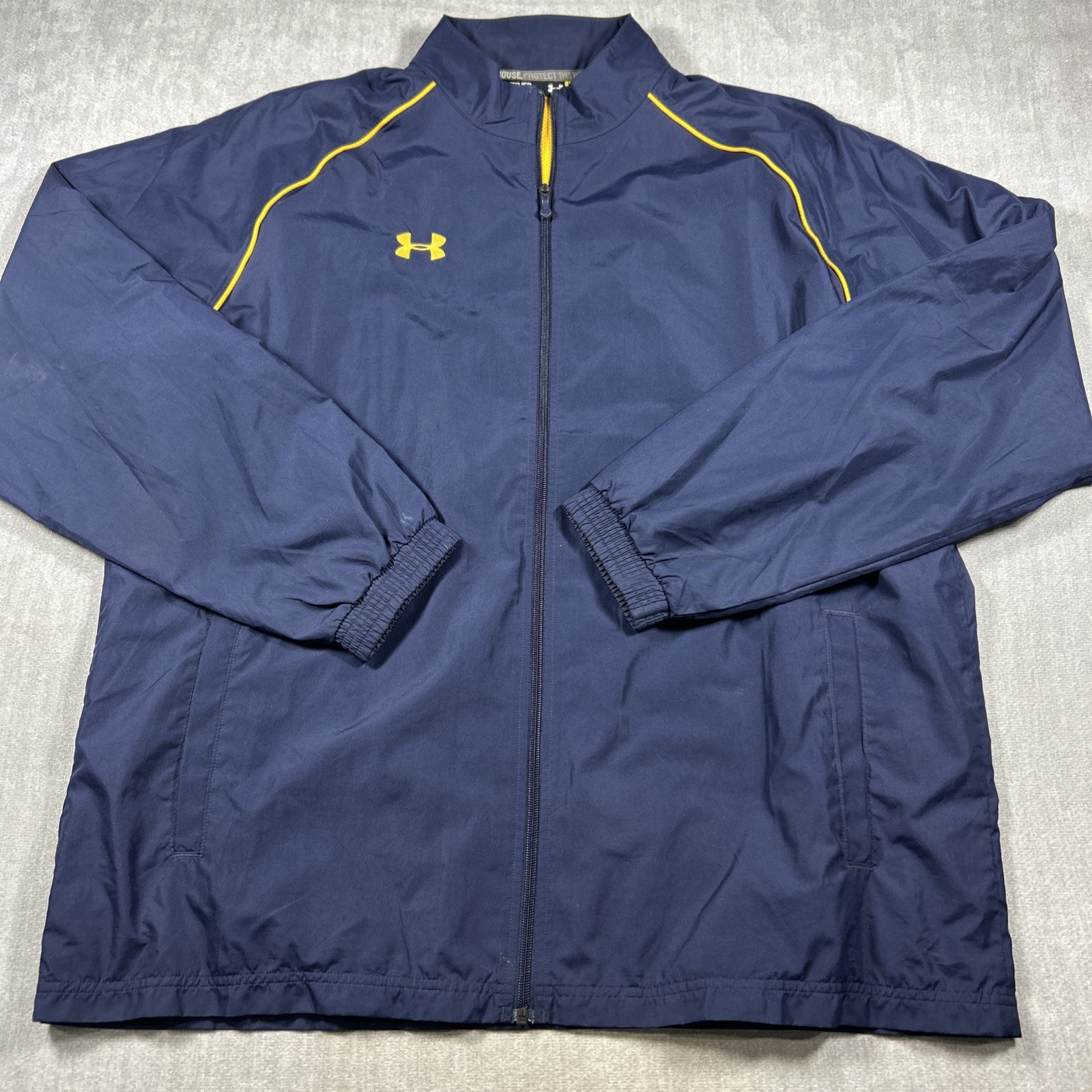 Under Armor Men's Blue Warm-Up Loose Athletic Jacket Size XL Wind Breaker thumbnail 2
